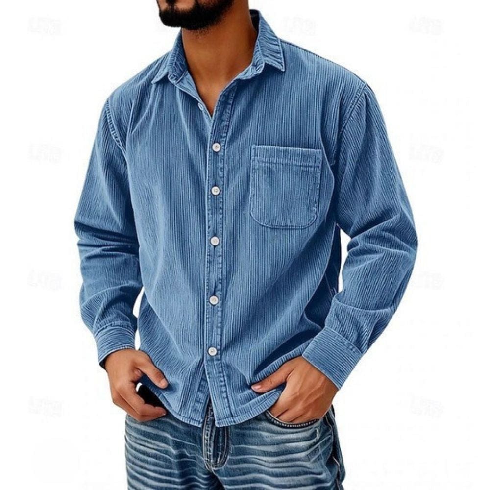MaisonVirel-Paris | CHEMISE BOUTONNÉE EN VELOURS CÔTELÉ POUR HOMME