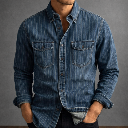 MaisonVirel-Paris | CHEMISE À RAYURES MANCHES LONGUES POUR HOMME