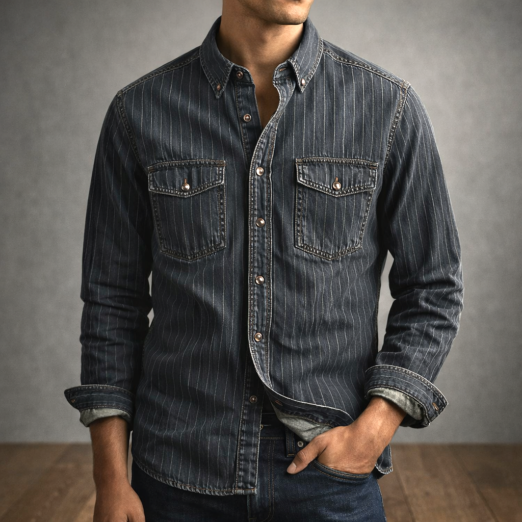 MaisonVirel-Paris | CHEMISE À RAYURES MANCHES LONGUES POUR HOMME
